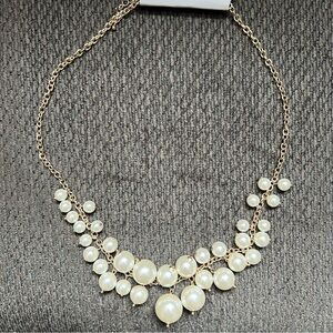 New Zara Accessories Gold Tone Faux Pearl Necklace
